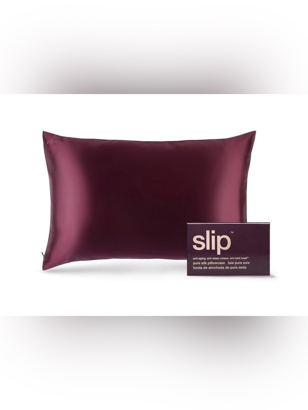 Slip Pure Silk Pillowcase Standard Queen Plum Luxury Natural EUC Zippered Maroon